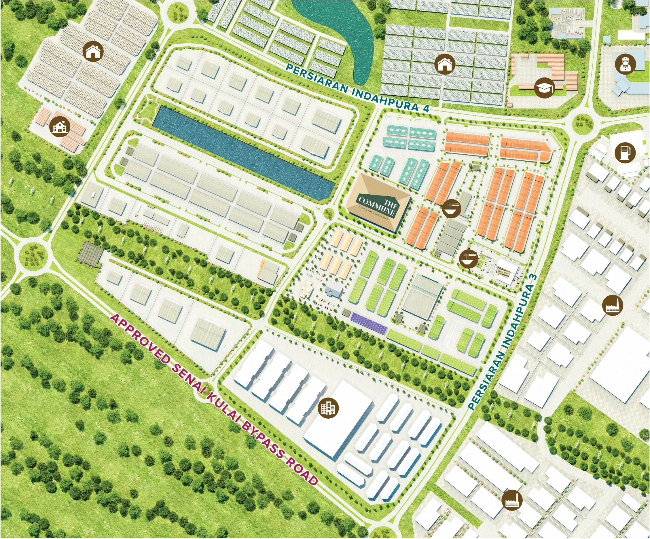 Vervocity master plan showing surrounding roads, commercial areas, amenities and neighbourhoods